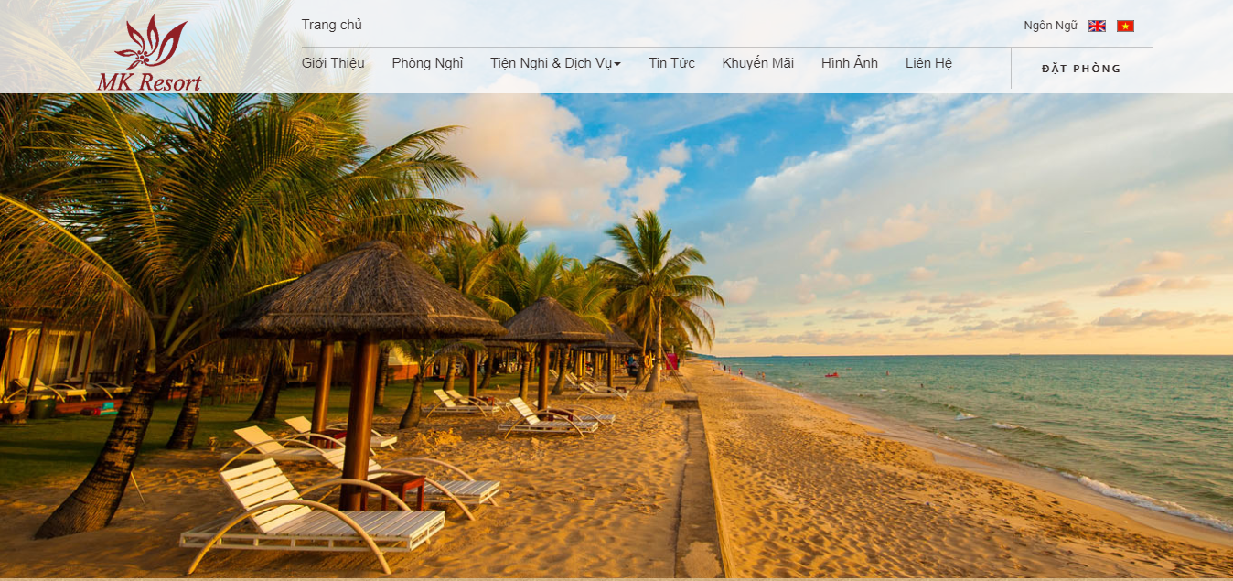 Mẫu website khách sạn Mk Resort  